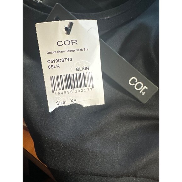 Cor Womens Ombre Stars Scoop Neck Sports Bra XS Black Poly/Nylon/Lycra/Spandex - Picture 3 of 4